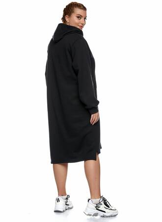 Midi Φόρεμα Φούτερ με Κουκούλα Μαύρο 2021_01_25-Maniags2224 Maniags