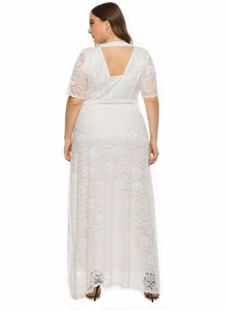 Μάξι Φόρεμα Λευκό από Δαντέλα dress5 Maniags