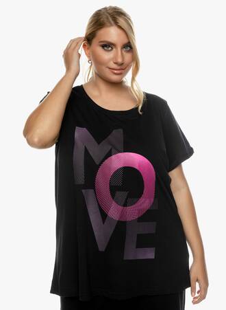 T-shirt Μαύρο Αθλητικό με Λογότυπο "Move" Maniags