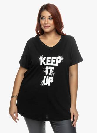 T-shirt Μαύρο Αθλητικό "Keep It Up" Maniags