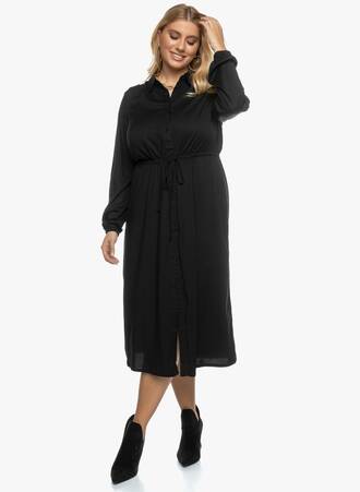 Midi Μαύρο Φόρεμα Σεμιζιέ Maniags