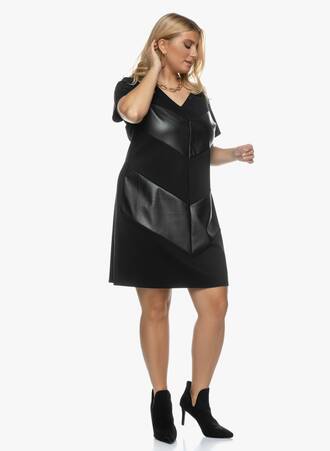 Φόρεμα Μαύρο με Leather Λεπτομέρειες 2021_09_29_Maniagz_060 Maniags