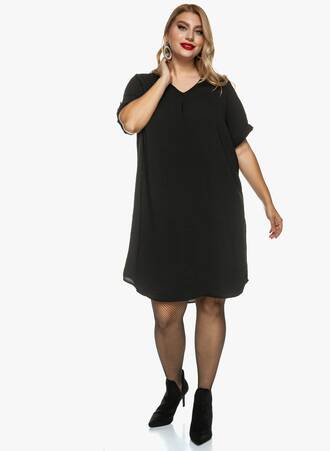 Φόρεμα Μαύρο Κοντομάνικο Maniags