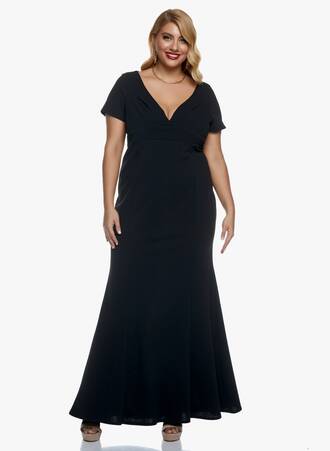 Φόρεμα Μαύρο Μάξι Scuba Crepe Maniags
