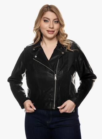 Leather Jacket Μαύρο Maniags