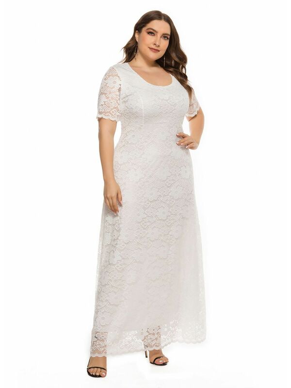 Μάξι Φόρεμα Λευκό από Δαντέλα Maniags