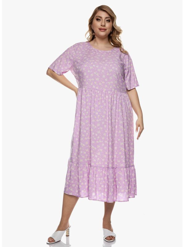 Φόρεμα Βισκόζης Ροζ Φλοράλ Maniags