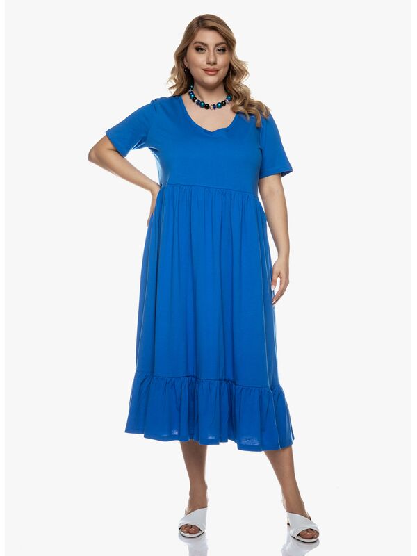 Βαμβακερό Φόρεμα Μάξι Μπλε Maniags