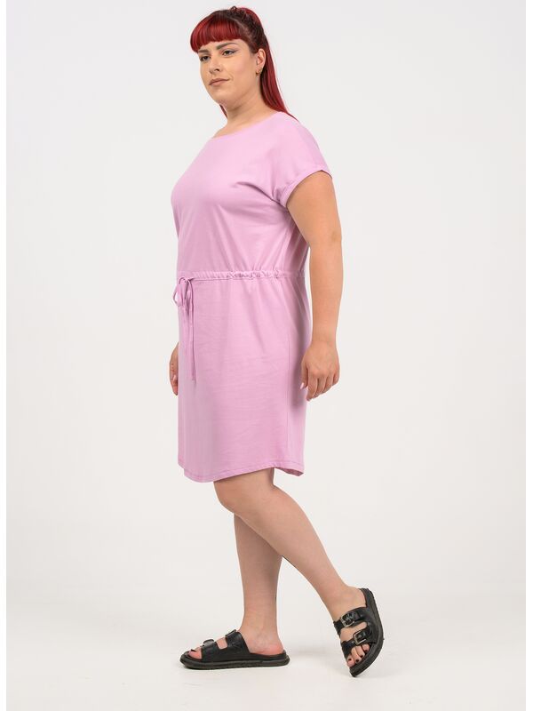 Κοντομάνικο Φόρεμα Ροζ με Ζωνάκι ROUXA_X6367 Maniags