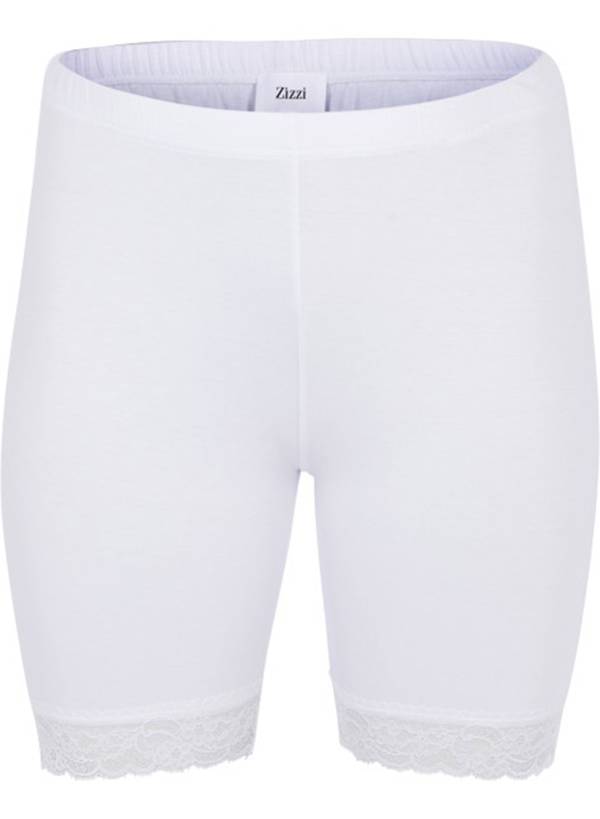 Άσπρο Shorts με Δαντέλα στο Τελείωμα Maniags