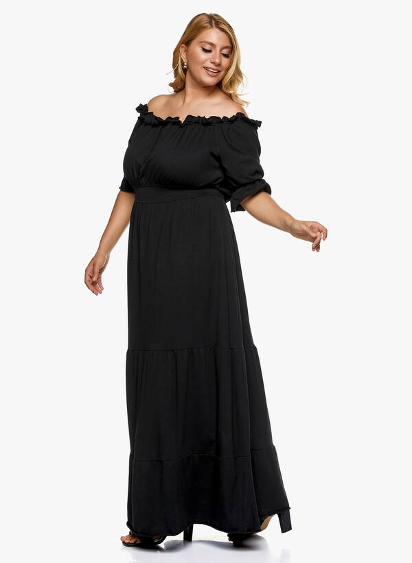 Μάξι Φόρεμα Έξωμο Μαύρο 2021_06_25_Maniagz-II2827 Maniags