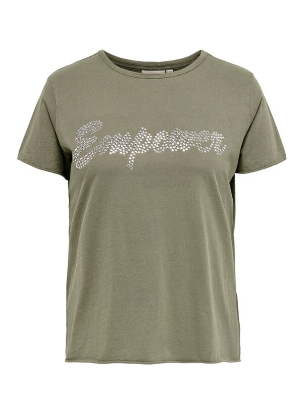 T-shirt Λαδί με Λογότυπο "Empower" only-curvydetailedt-shirt-green-_1_ Maniags