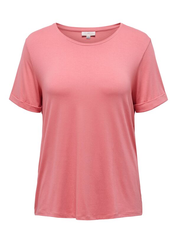T-shirt Ροζ με Στρογγυλή Λαιμόκοψη only-curvysolidcoloredt-shirt-rose-_2_ Maniags