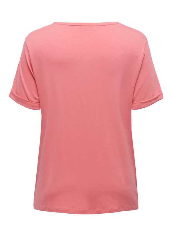 T-shirt Ροζ με Στρογγυλή Λαιμόκοψη only-curvysolidcoloredt-shirt-rose-_3_ Maniags