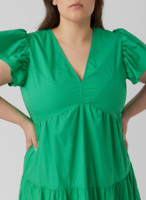 Φόρεμα Πράσινο Ποπλίνα veromoda-standardfitv-halscurvelangkjole-green-_1_ Maniags