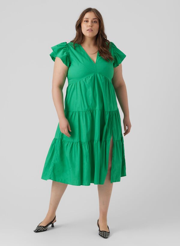 Φόρεμα Πράσινο Ποπλίνα veromoda-standardfitv-halscurvelangkjole-green-_3_ Maniags