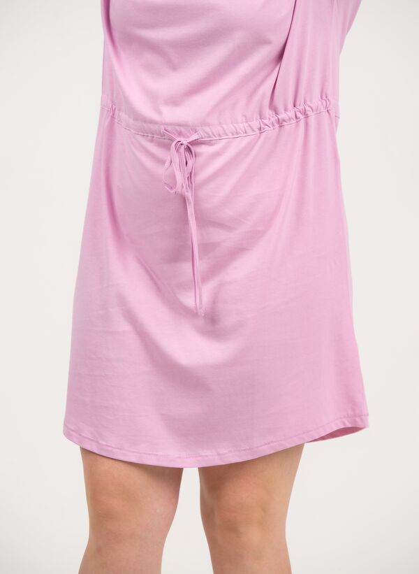 Κοντομάνικο Φόρεμα Ροζ με Ζωνάκι ROUXA_X6363_3vg1-7t Maniags