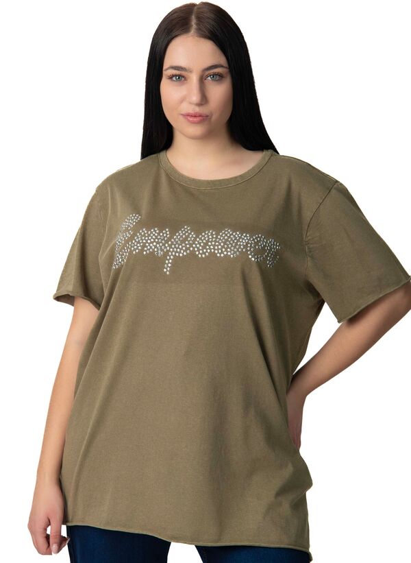 T-shirt Λαδί με Λογότυπο "Empower" Maniags